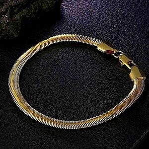Gold Plated Snake Chain Flat Bracelet